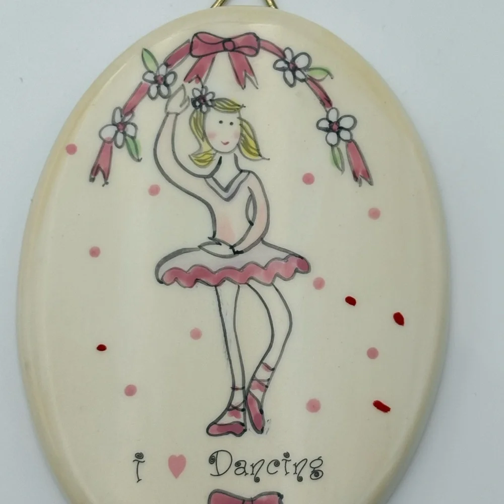 Vintage Ballet Dancer “I 🩷 Dancing” Ceramic Wall Plaque